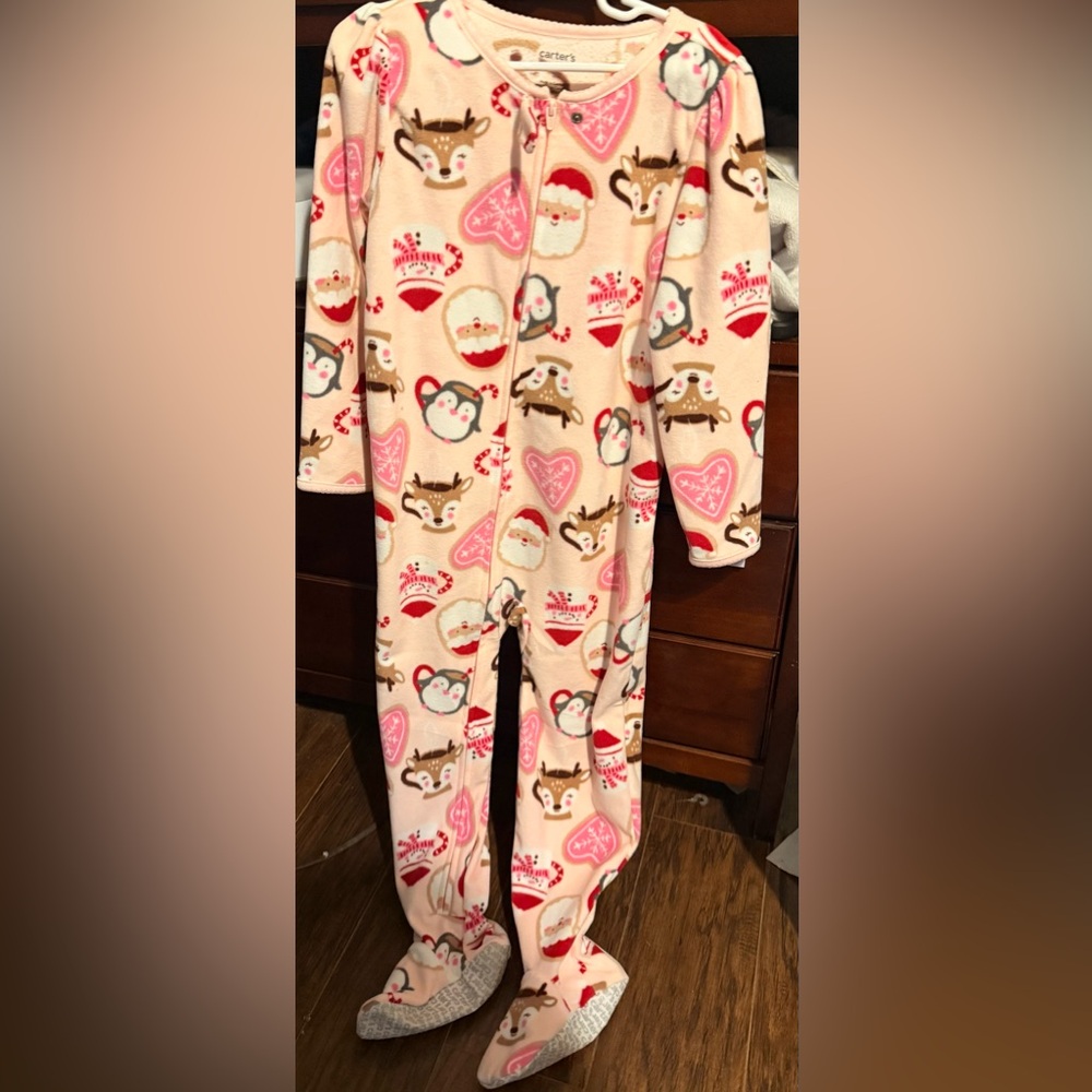 Cozy Pink Holiday Footie Pajamas